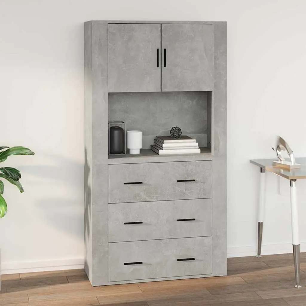 Hanging Wall Cabinet Engineered Wood Grey 80x33x80cm Storage Organiser
