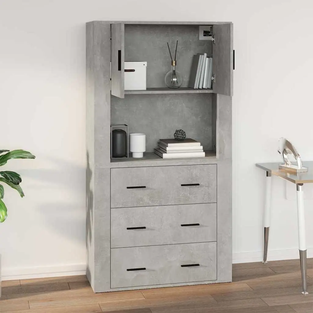 Hanging Wall Cabinet Engineered Wood Grey 80x33x80cm Storage Organiser