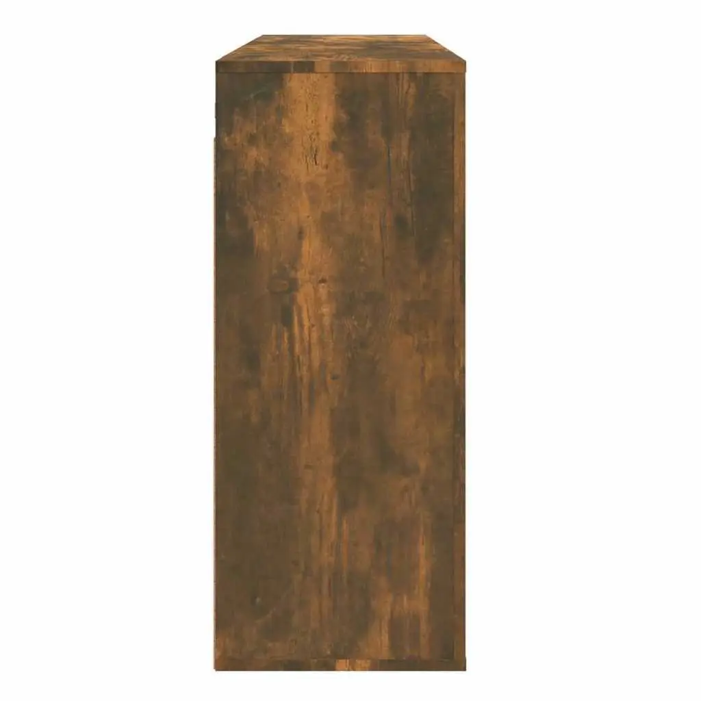 Wall Cabinet Storage Smoked Oak Engineered Wood 80cm Width 33cm Depth 80cm Height Wall-Mounted Organiser