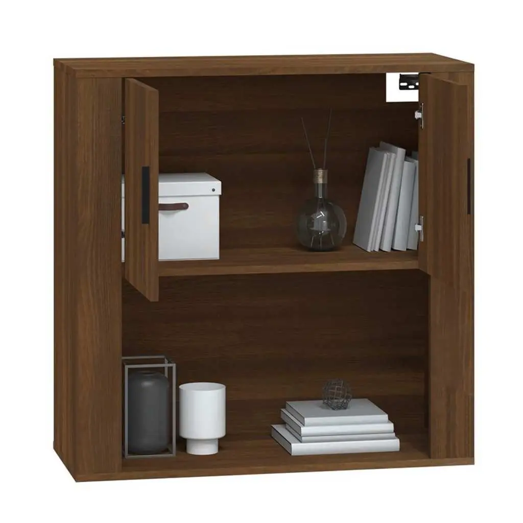 Wall Cabinet Engineered Wood 80x33x80 cm Brown Oak Hanging Storage Organiser