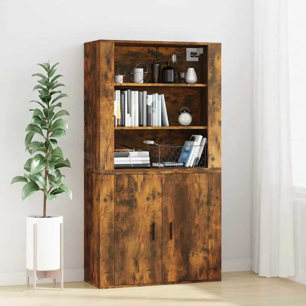 Storage Organiser Wall Cabinet Engineered Wood Brown 80cm x 33cm x 80cm with 3 Shelves for Home and Garden Use
