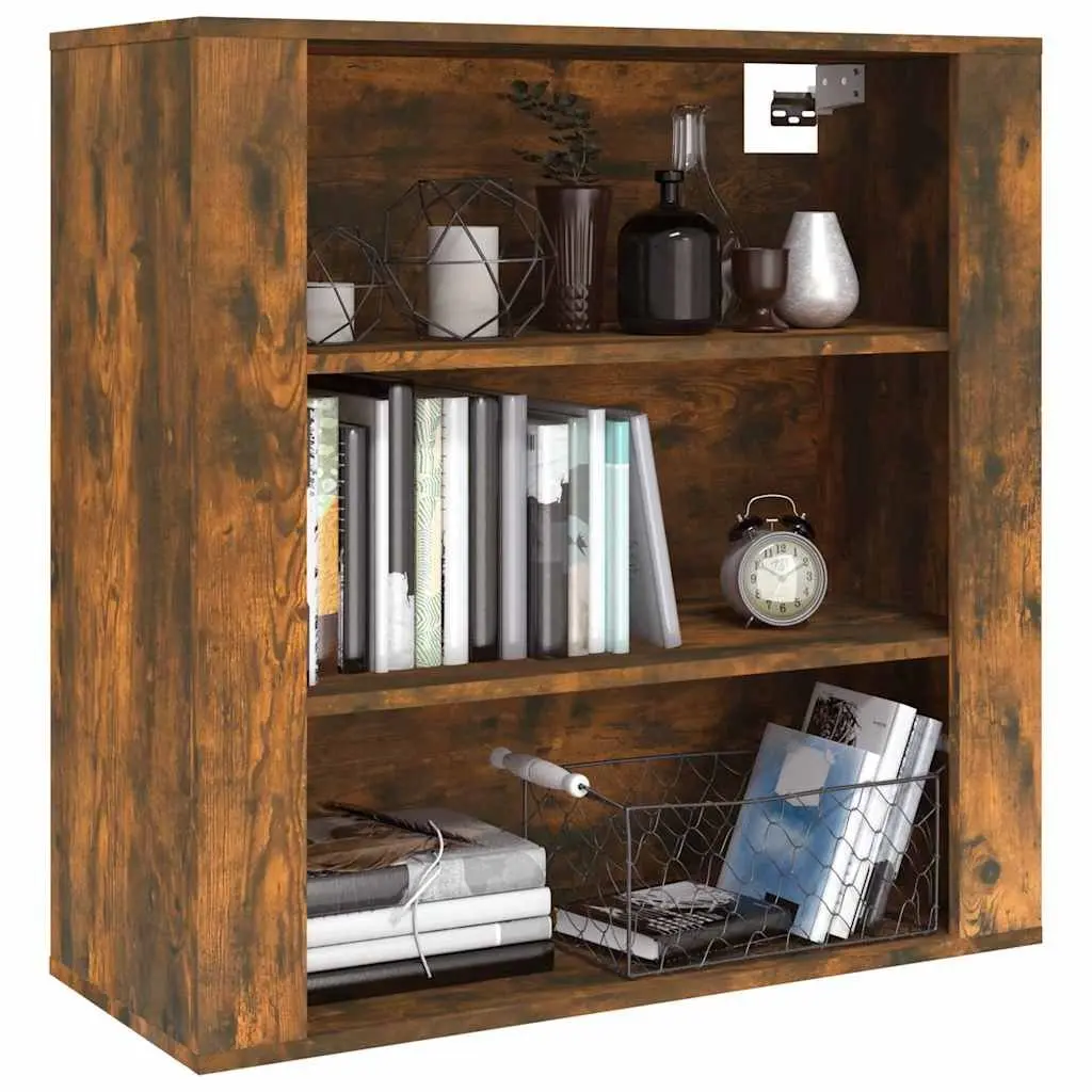 Storage Organiser Wall Cabinet Engineered Wood Brown 80cm x 33cm x 80cm with 3 Shelves for Home and Garden Use