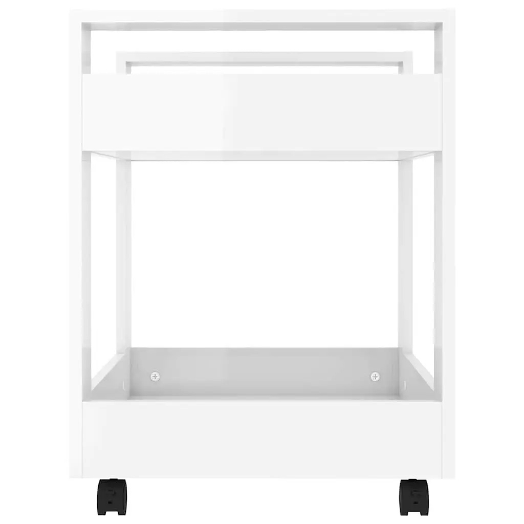 Desk Trolley Storage Cart Engineered Wood 60x45x60cm High Gloss White