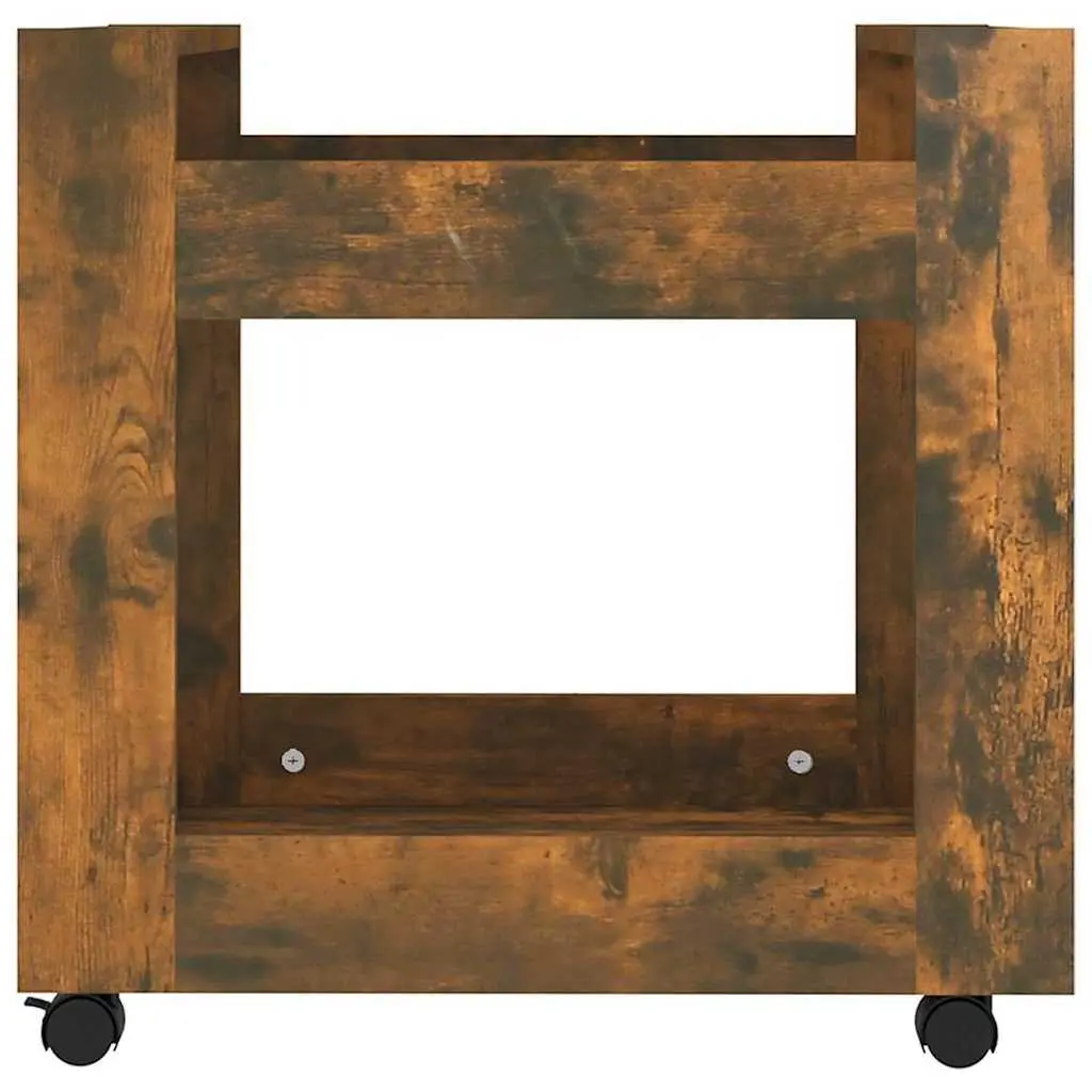 Desk Trolley Mobile Storage Smoked Oak Open Shelves 60x45x60 cm Brown with Casters