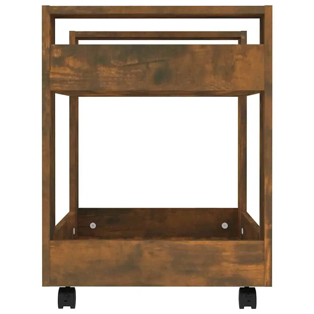 Desk Trolley Mobile Storage Smoked Oak Open Shelves 60x45x60 cm Brown with Casters