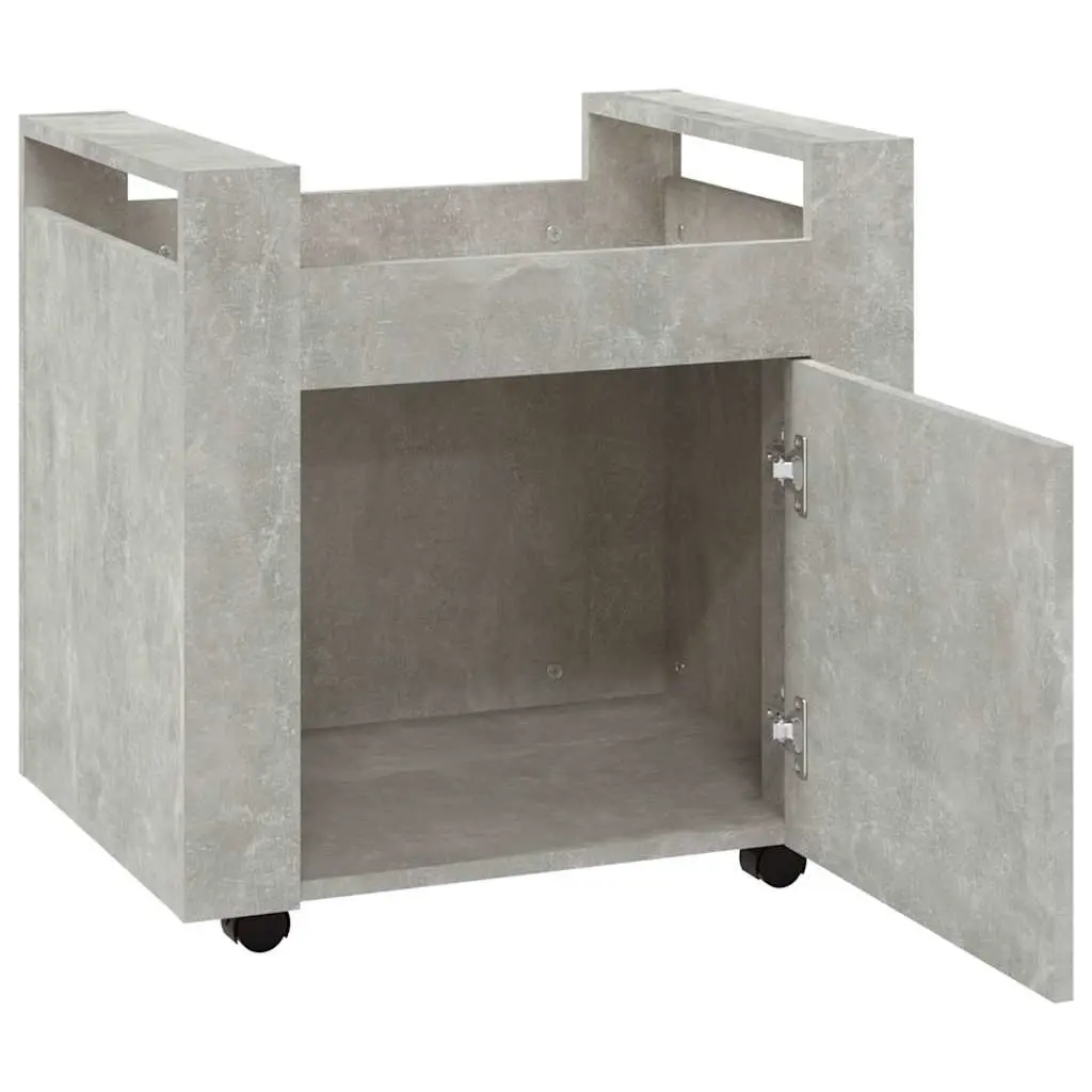 Mobile Storage Cabinet Engineered Wood 60x45x60cm Grey Desk Trolley with Casters