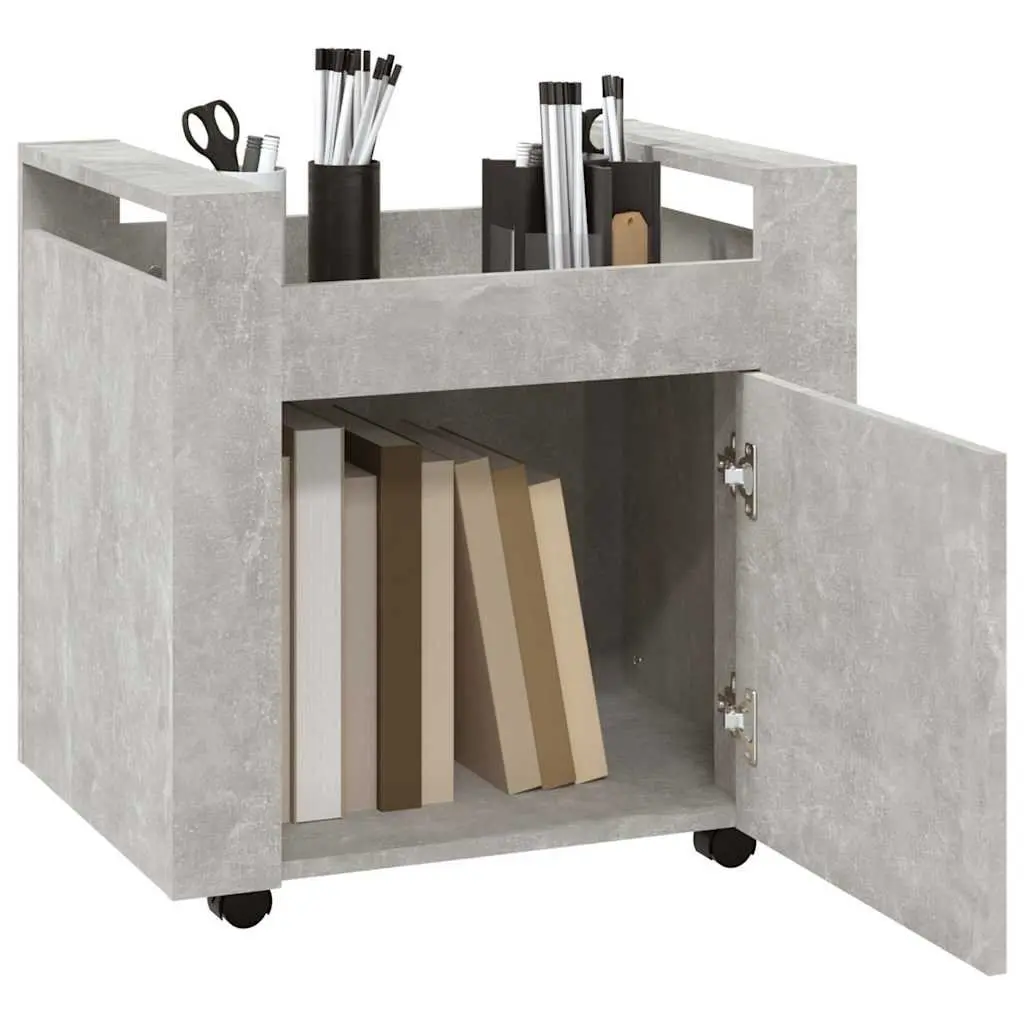 Mobile Storage Cabinet Engineered Wood 60x45x60cm Grey Desk Trolley with Casters