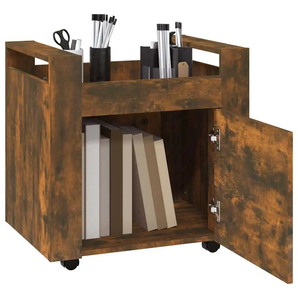 Desk Trolley Engineered Wood Brown Office Storage Unit 60W x 45D x 60H cm