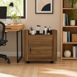 Brown Oak Storage Trolley for Home Offices