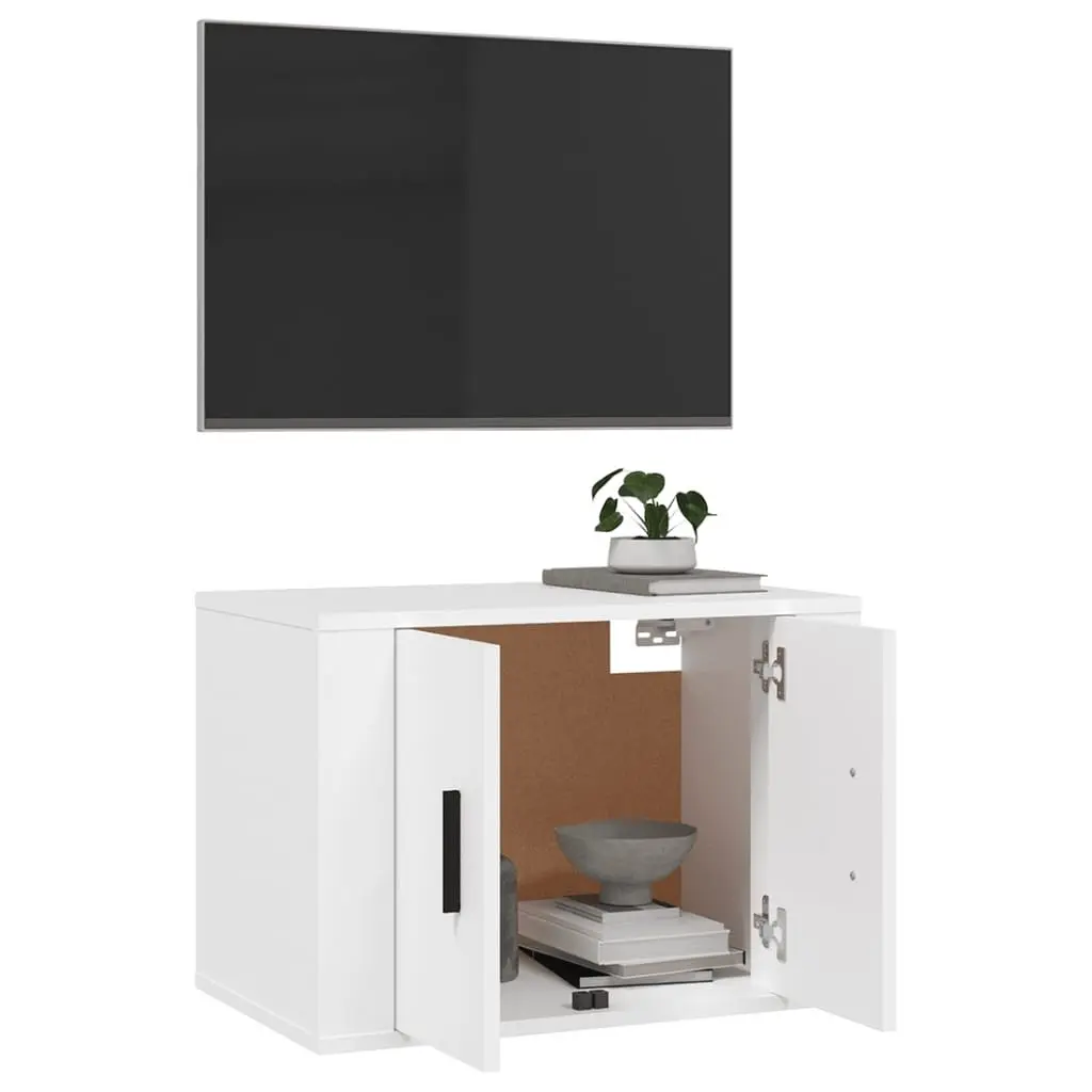 Wall Mounted TV Cabinet White Media Storage Unit Shelving Wall Mounted Design