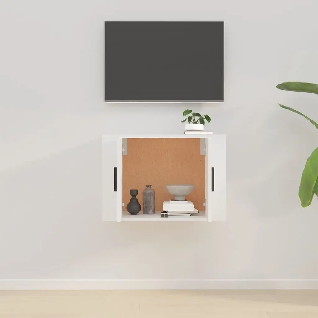 Wall Mounted TV Cabinet White Media Storage Unit Shelving Wall Mounted Design