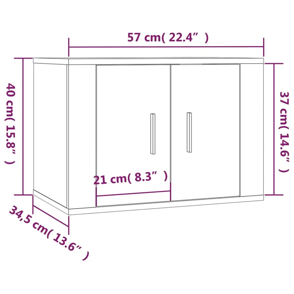 Wall Mounted TV Cabinet Brown Engineered Wood Storage Unit 57x34.5x40cm