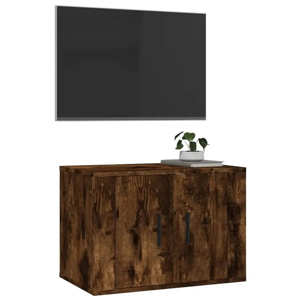 Wall Mounted TV Cabinet Brown Engineered Wood Storage Unit 57x34.5x40cm