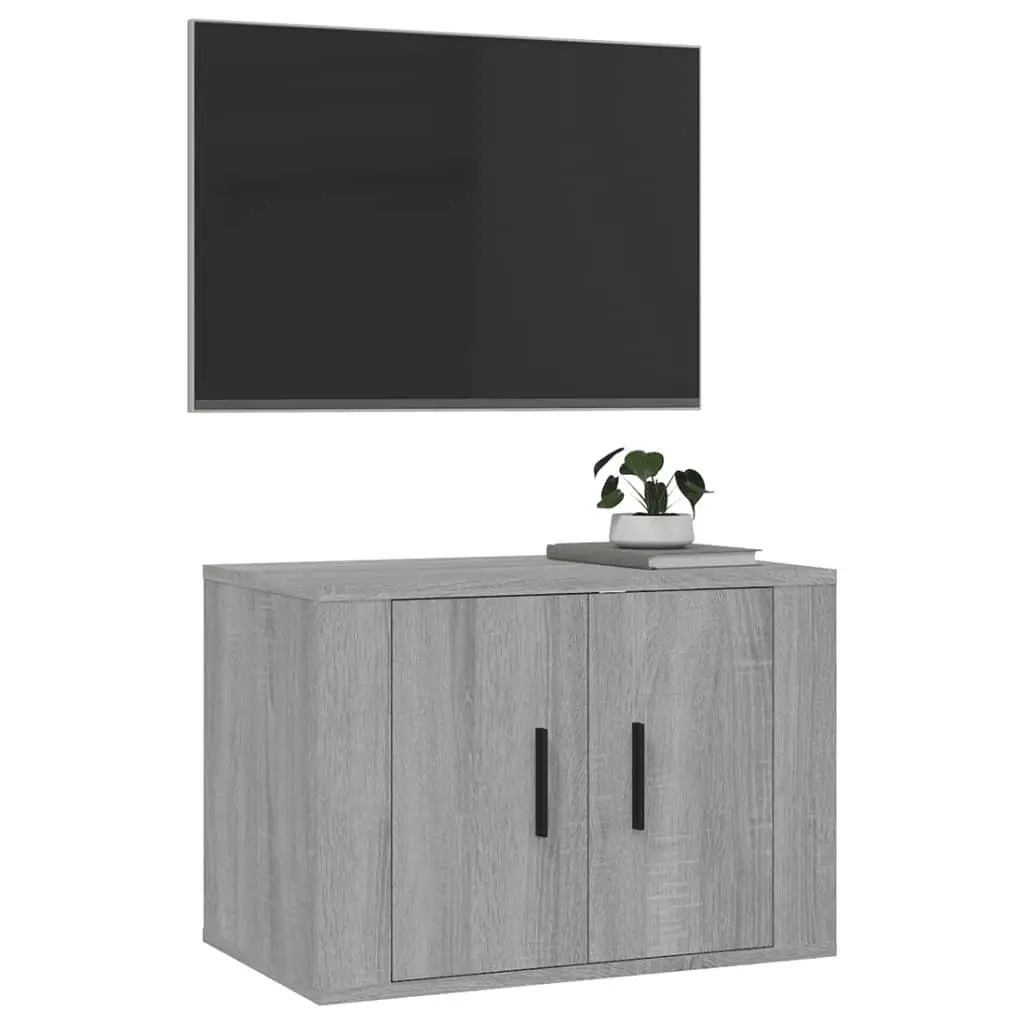 Wall Mounted TV Cabinet Engineered Wood Grey 57 x 34.5 x 40 cm