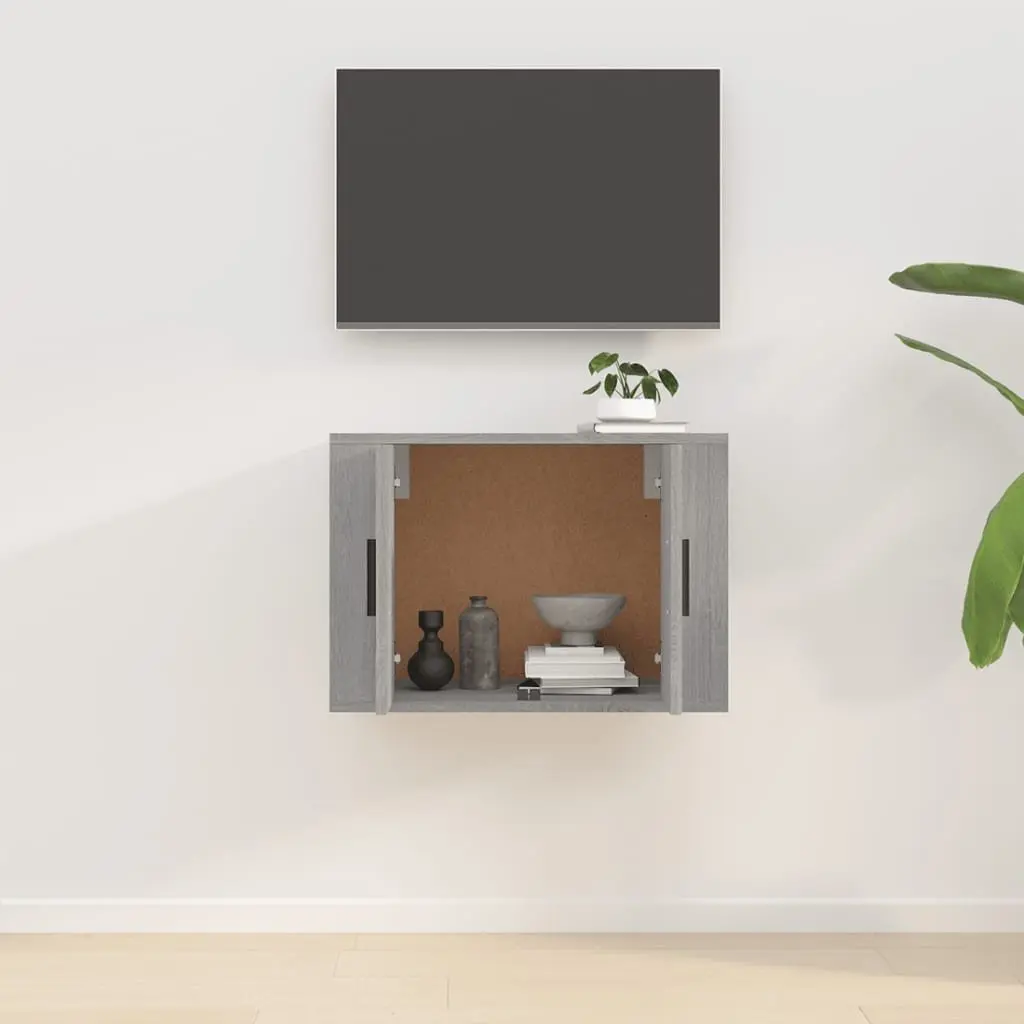Wall Mounted TV Cabinet Engineered Wood Grey 57 x 34.5 x 40 cm