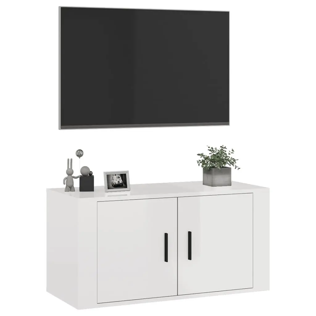 Wall Mounted TV Cabinet in White 80x34.5x40cm