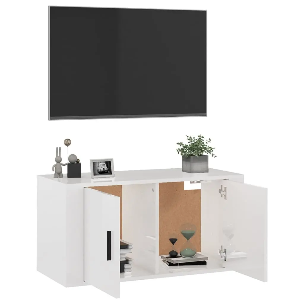 Wall Mounted TV Cabinet in White 80x34.5x40cm