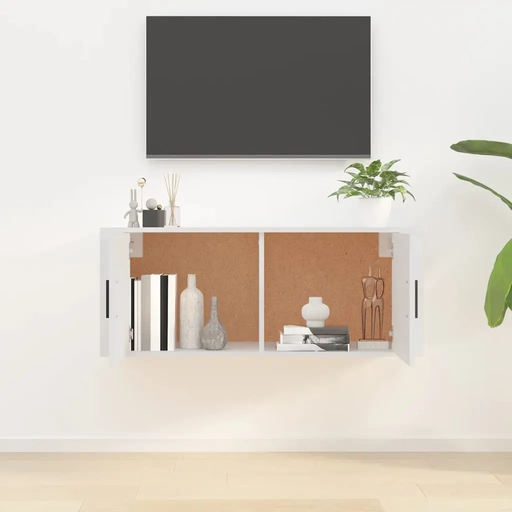 Wall Mounted TV Cabinet White 100x34.5x40 cm Media Storage Unit Shelving