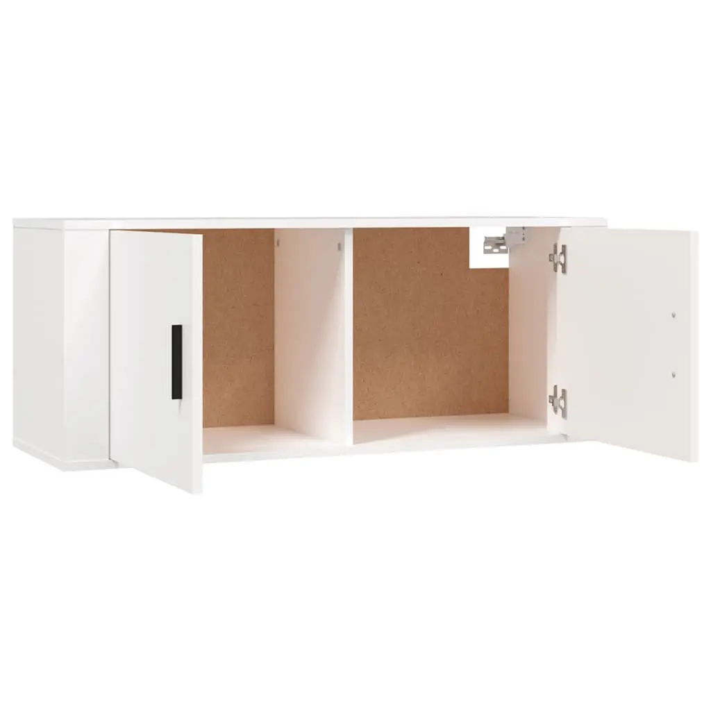 Wall Mounted TV Cabinet White 100x34.5x40 cm Media Storage Unit Shelving