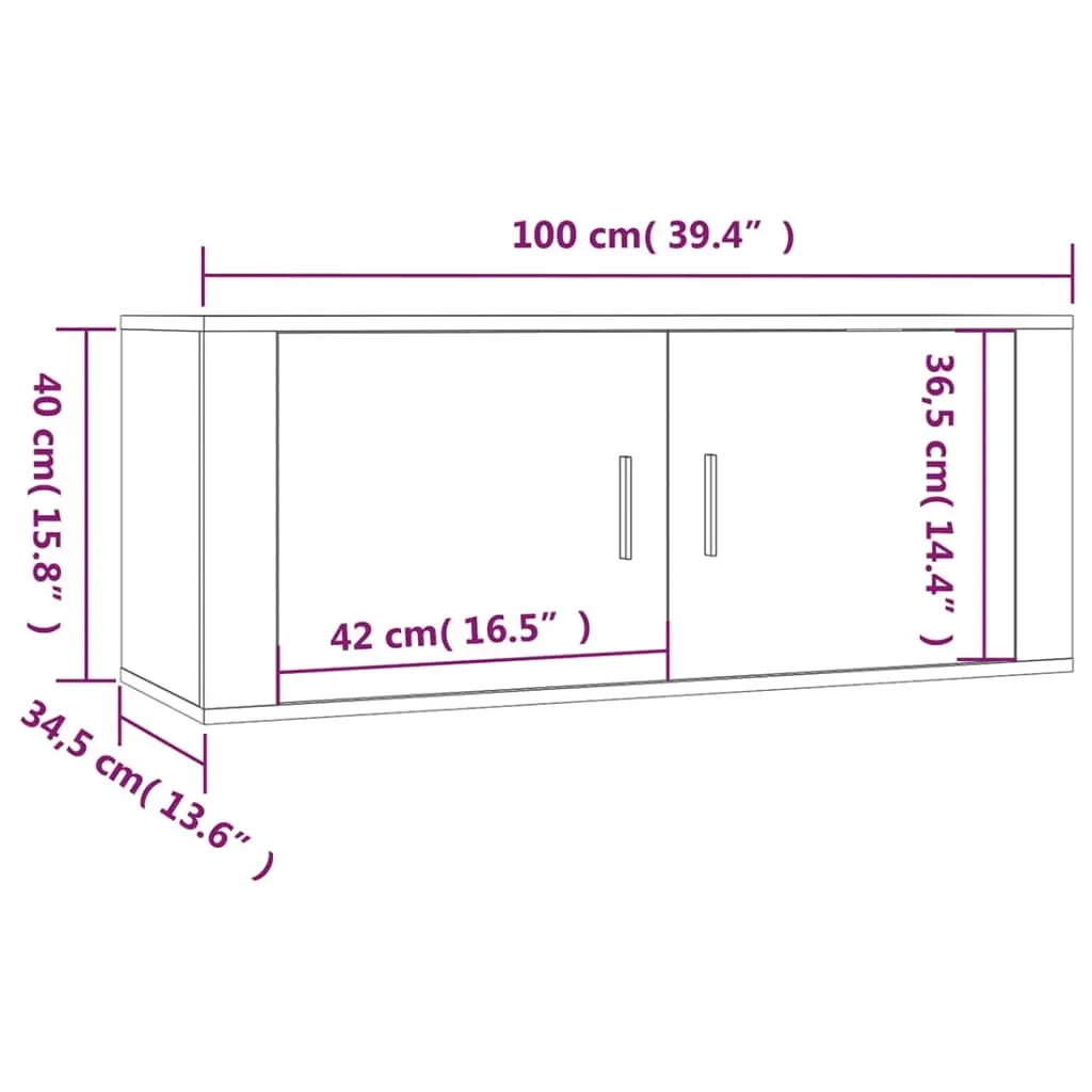 Wall Mounted TV Cabinet White 100x34.5x40 cm Media Storage Unit Shelving