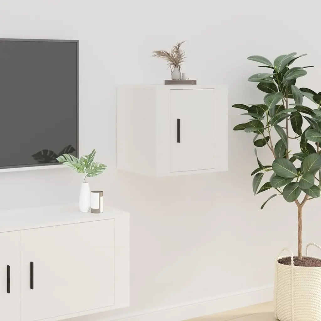 Wall Mounted TV Cabinet Engineered Wood 40x34.5x40cm White Storage Display Unit