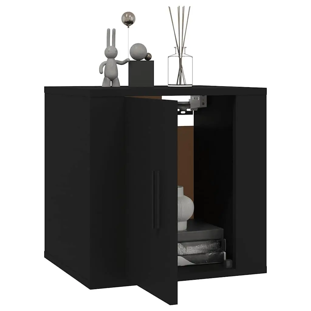 Wall Mounted Cabinet Engineered Wood Black 40x34.5x40cm Storage Unit Display Organizer