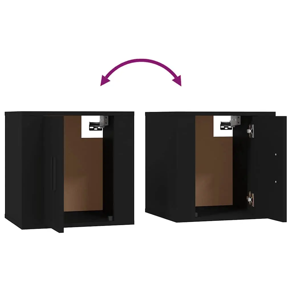 Wall Mounted Cabinet Engineered Wood Black 40x34.5x40cm Storage Unit Display Organizer