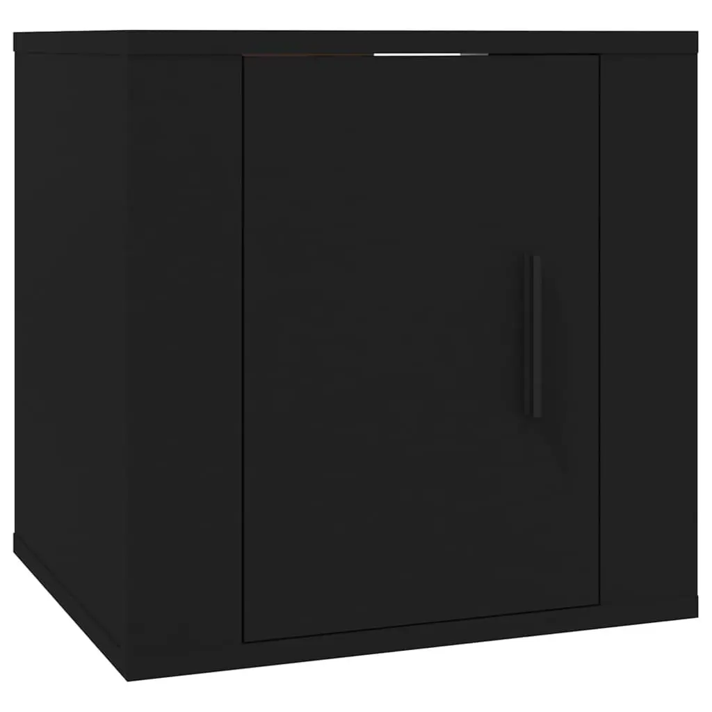 Wall Mounted TV Cabinet Media Display Shelves Engineered Wood Black 40x34.5x40cm 2 Piece