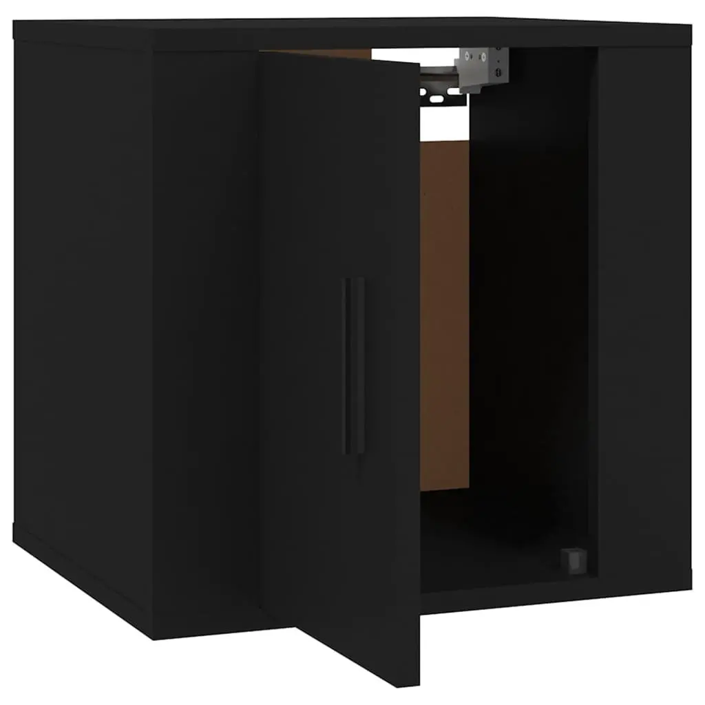 Wall Mounted TV Cabinet Media Display Shelves Engineered Wood Black 40x34.5x40cm 2 Piece