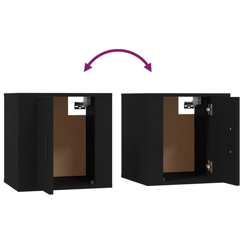 Wall Mounted TV Cabinet Media Display Shelves Engineered Wood Black 40x34.5x40cm 2 Piece