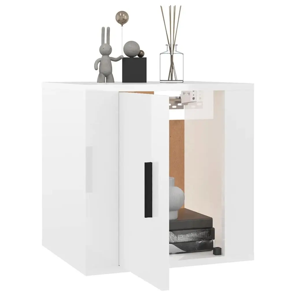 Wall Mounted Storage Cabinet Engineered Wood 40x34.5x40cm White High Gloss Media Display Unit