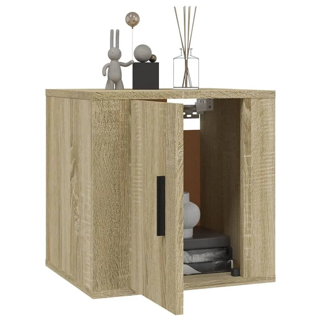 Brown Wall Mounted Media Storage Unit Engineered Wood Floating Shelf 40x34.5x40cm