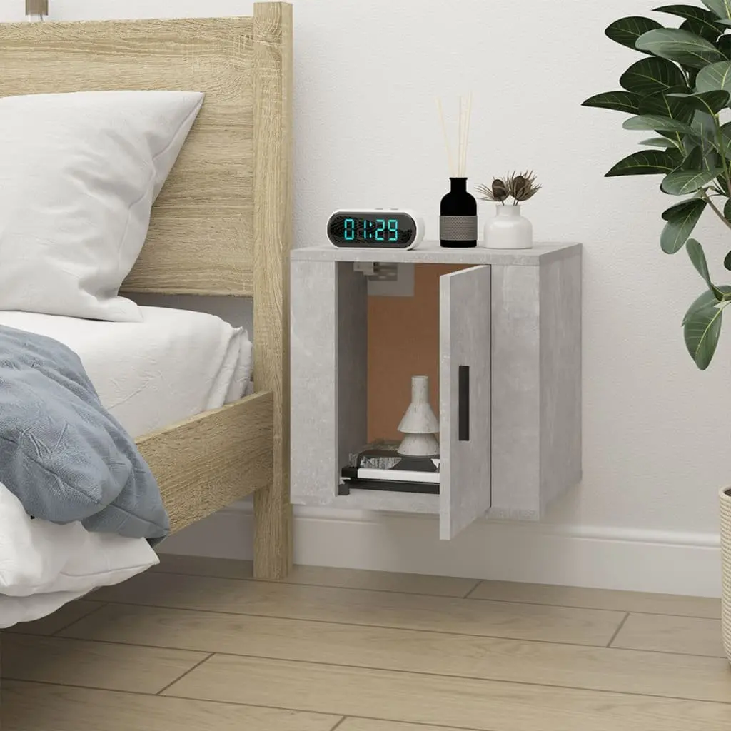 Floating Media Storage Unit Engineered Wood Grey Wall Mounted TV Cabinet 40x34.5x40cm