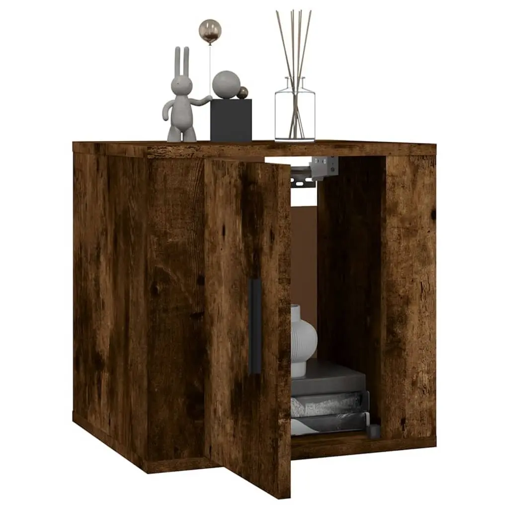 Wall Mounted Media Storage Unit Floating Display Shelf Engineered Wood Smoked Oak 40x34.5x40cm 2 Piece