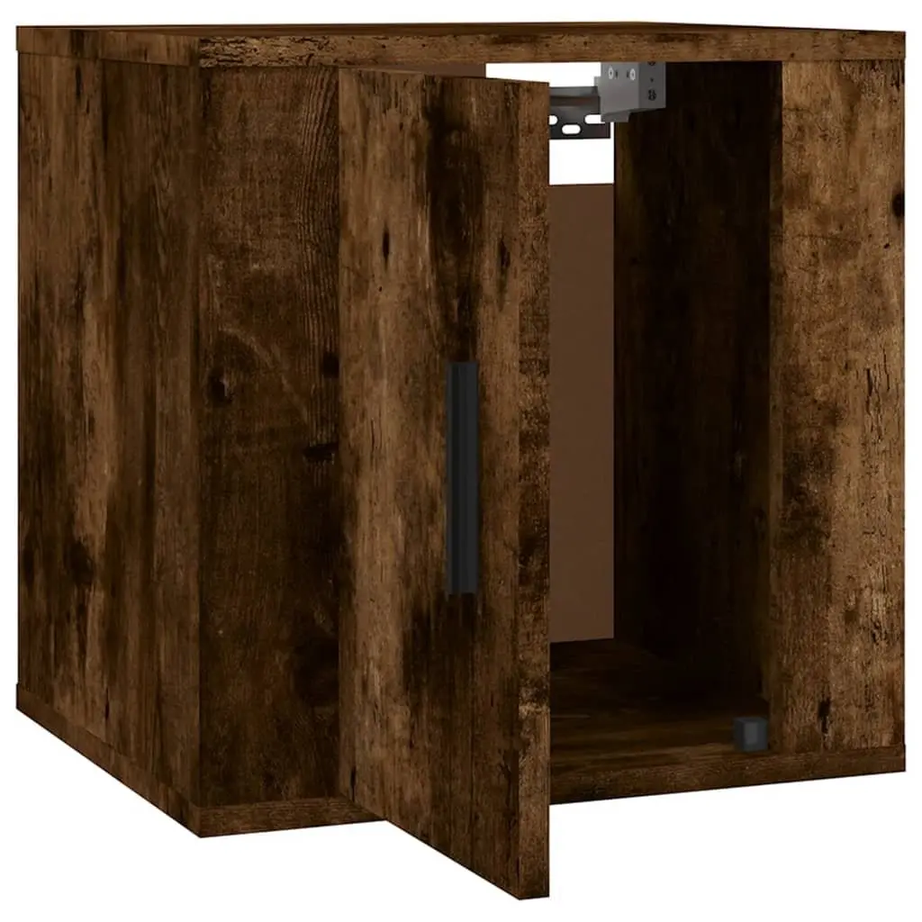 Wall Mounted Media Storage Unit Floating Display Shelf Engineered Wood Smoked Oak 40x34.5x40cm 2 Piece