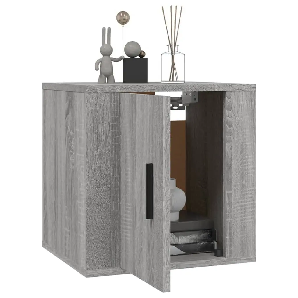 Wall Mounted TV Cabinet Grey Storage Unit Media Display Organizer 40x34.5x40cm