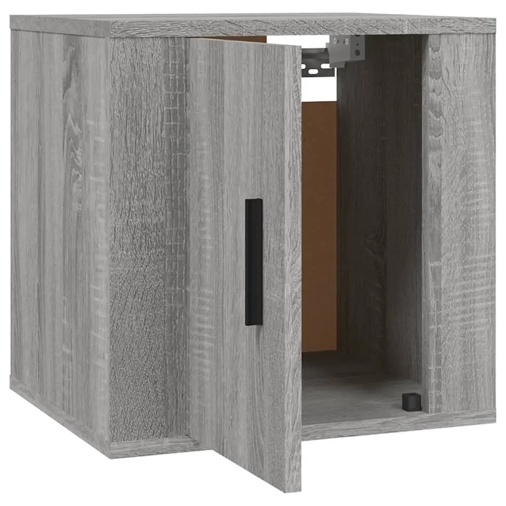 Wall Mounted TV Cabinet Grey Storage Unit Media Display Organizer 40x34.5x40cm