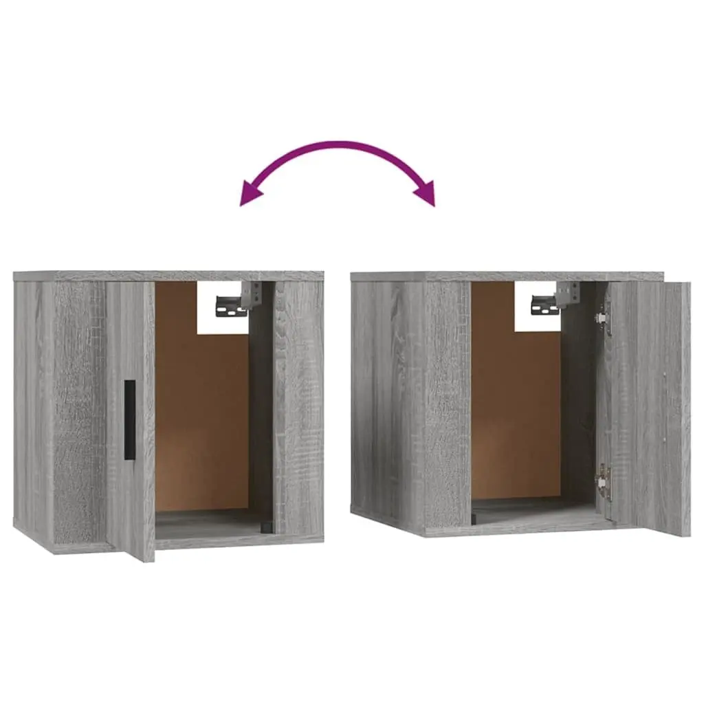Wall Mounted TV Cabinet Grey Storage Unit Media Display Organizer 40x34.5x40cm