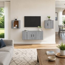 Practical Grey Sonoma Wall Mounted TV Cabinet for Home Use