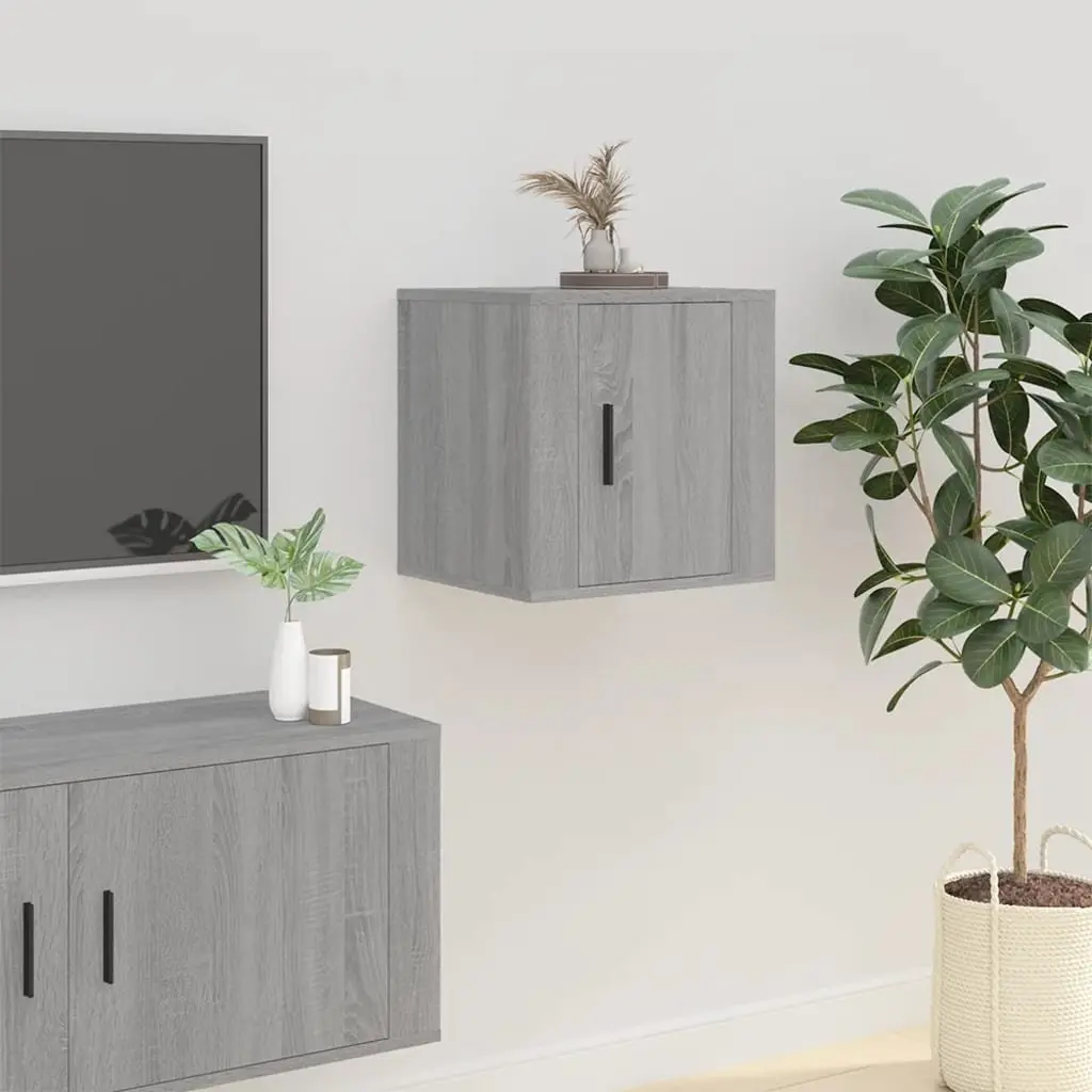 Wall Mounted TV Cabinet Engineered Wood 40x34.5x40cm Grey Storage Unit Media Display