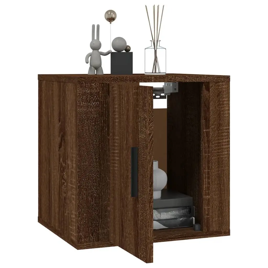 Wall Mounted TV Cabinet Brown Oak Storage Unit Media Display Organiser