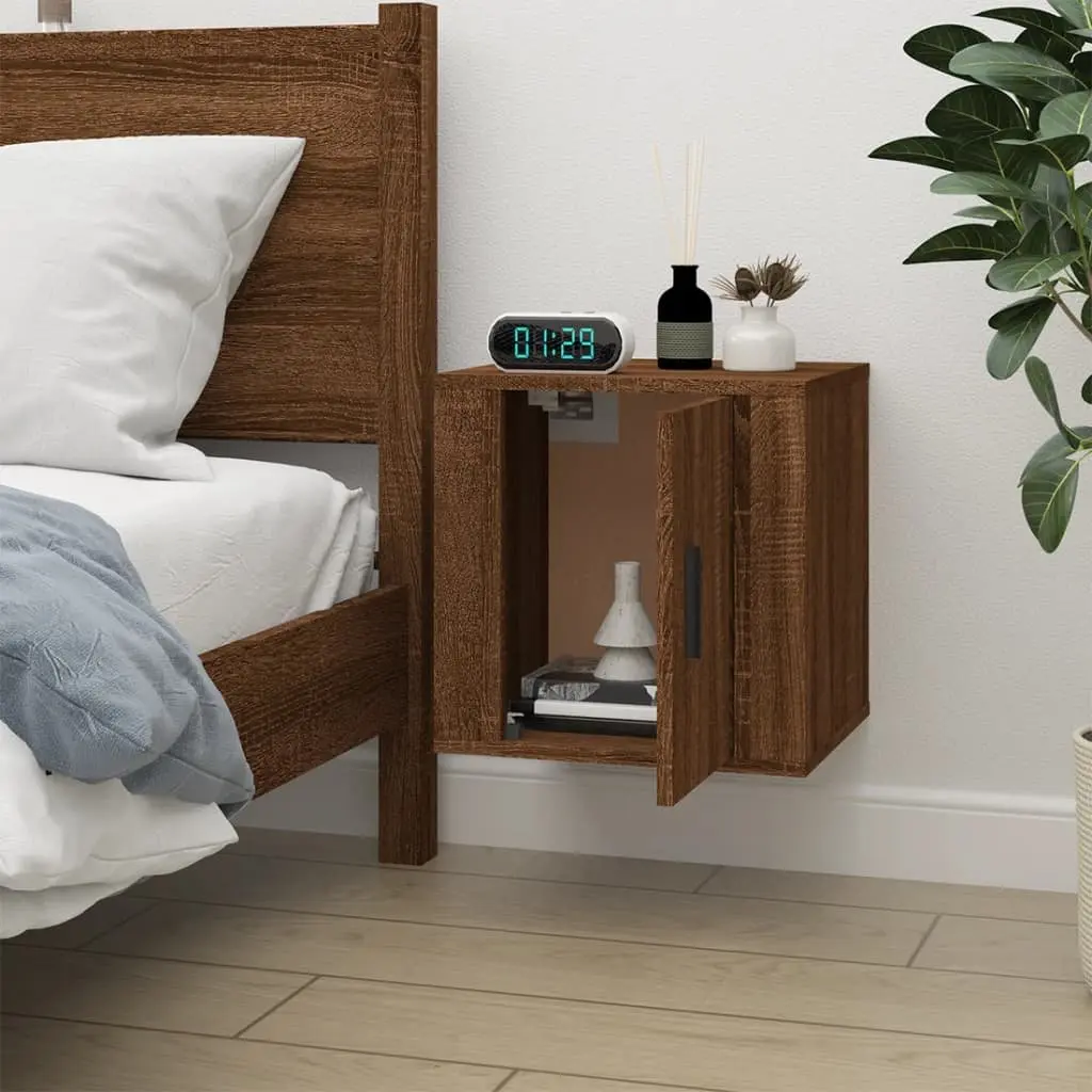 Wall Mounted TV Cabinet Brown Oak Storage Unit Media Display Organiser