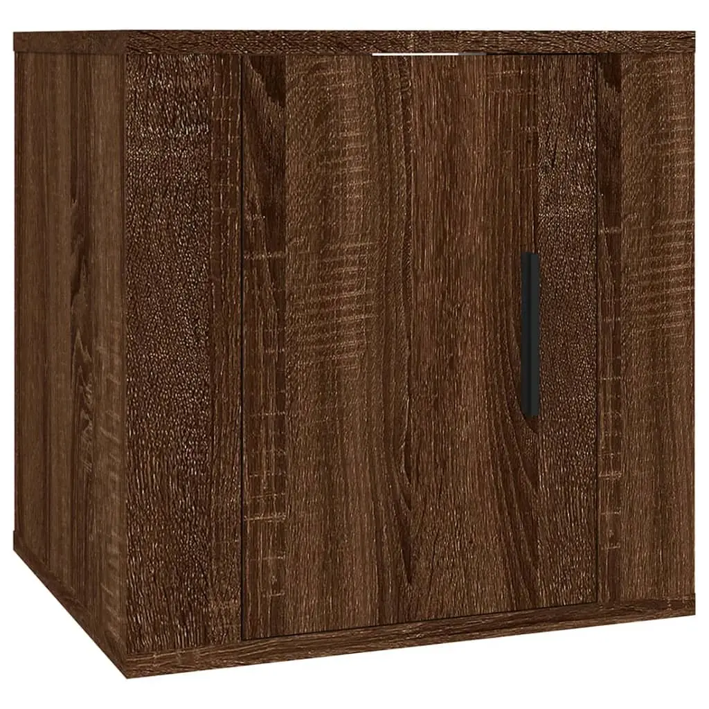 Wall Mounted TV Cabinet 2 pcs Brown Oak Storage Media Unit Organiser Display