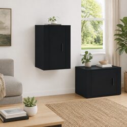 Versatile Black Wall Mounted Cabinet for Various Rooms