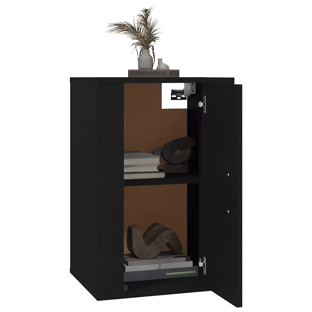 Wall Mounted Storage Unit Black Engineered Wood Display Shelf 40x34.5x60cm 2 Piece Media Organiser