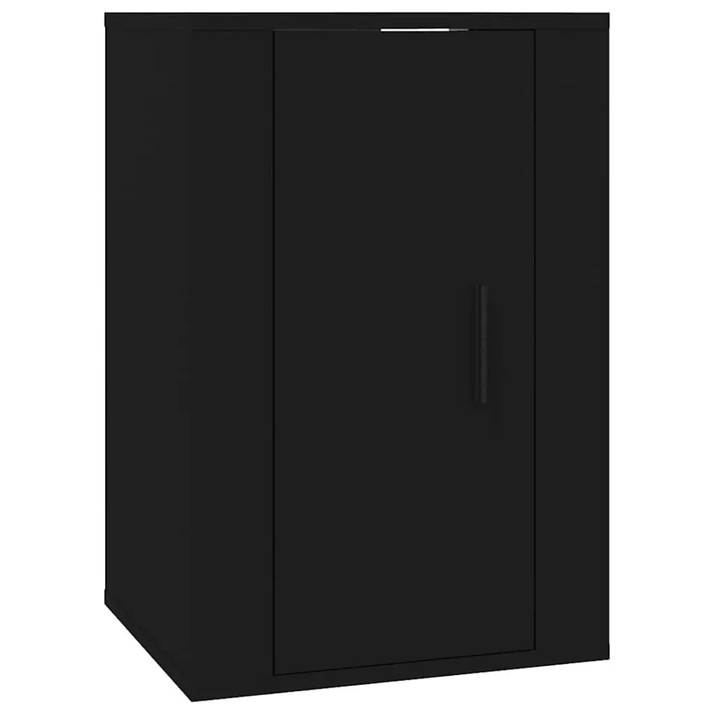 Wall Mounted Storage Unit Black Engineered Wood Display Shelf 40x34.5x60cm 2 Piece Media Organiser