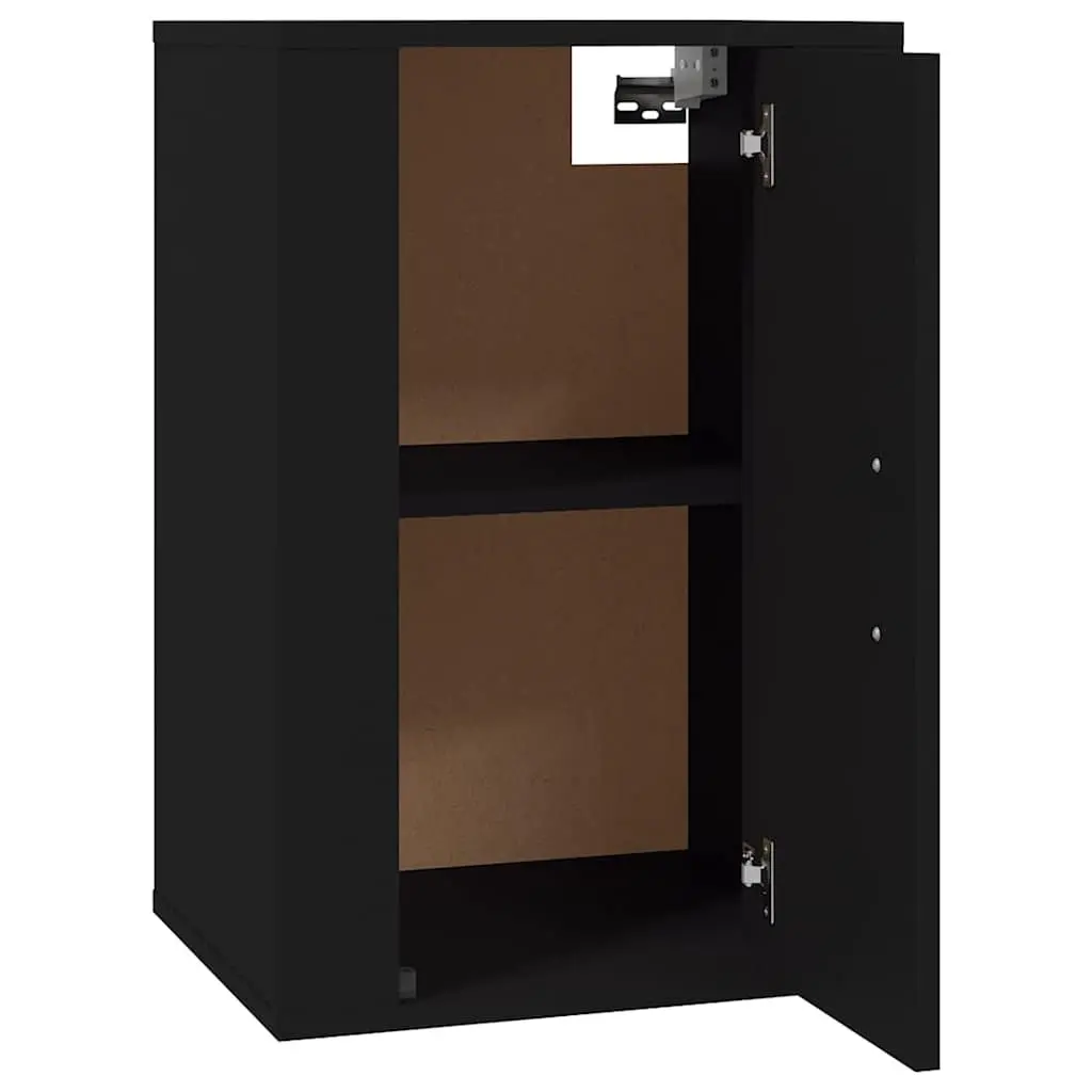 Wall Mounted Storage Unit Black Engineered Wood Display Shelf 40x34.5x60cm 2 Piece Media Organiser