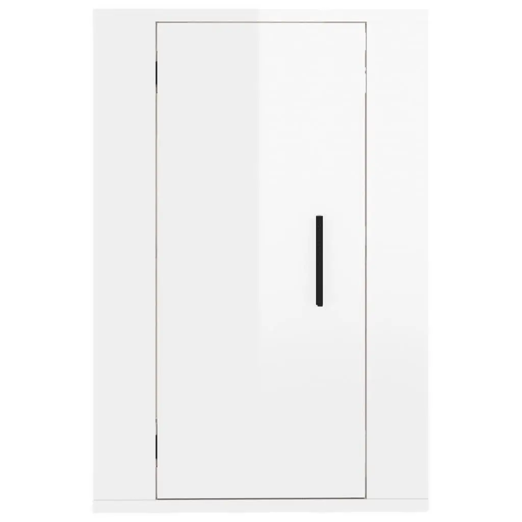 Wall Mounted TV Cabinet White High Gloss Storage Unit 40x34.5x60cm Media