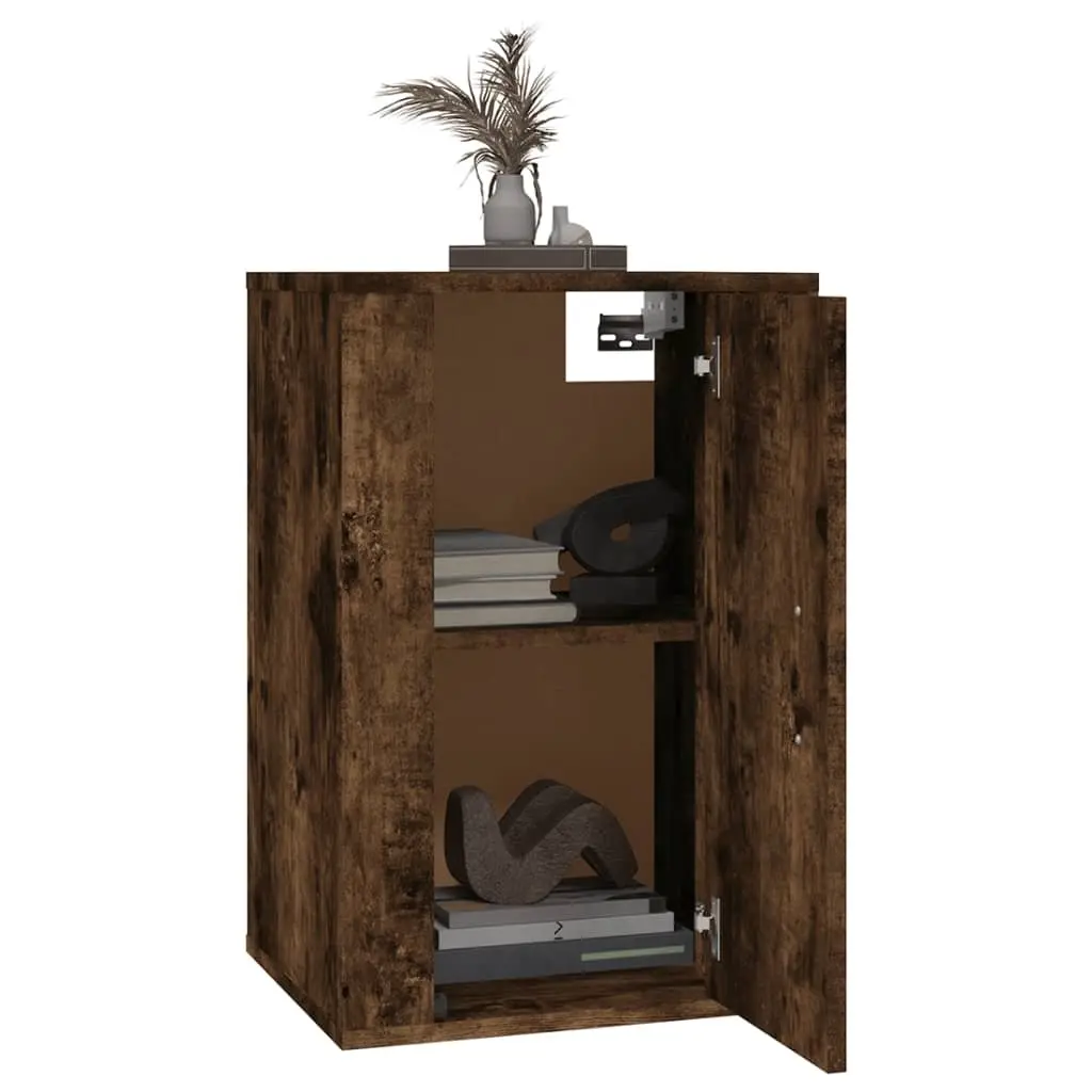 Wall Mounted Media Storage Unit Floating Cupboard Engineered Wood Brown Smoked Oak 40x34.5x60cm