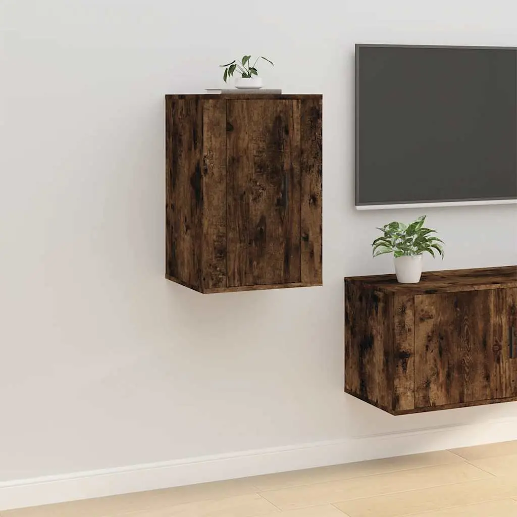 Wall Mounted TV Cabinet Engineered Wood 40x34.5x60cm Brown Storage Unit